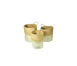 Esselle - Beckenham Set of 3 100% Jute Cream Block Color Baskets
