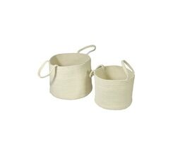 Esselle - Beckton Set of 2 100% Cotton Baskets With Handle Cream Color