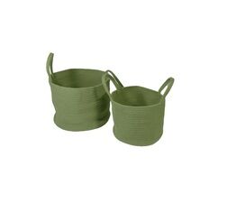 Esselle - Beckton Set of 2 100% Cotton Baskets With Handle Olive Color