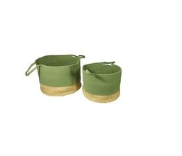 Esselle - Beddington Set of 2 Cotton/ Jute Baskets Olive Color