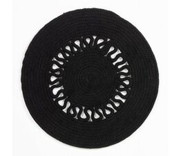 Esselle - Nene Round Cotton Spiral Placemat 38cm Black Colour, Set of 2