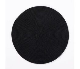 Esselle - Tweed Round Cotton Placemat 38cm Black Colour, Set of 2