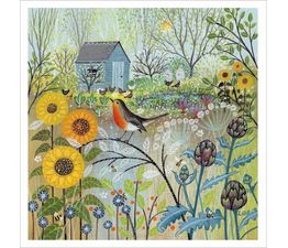 Robin With Sunflowers