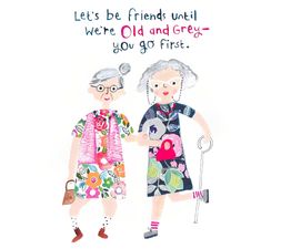 Two Elderly Women With Text