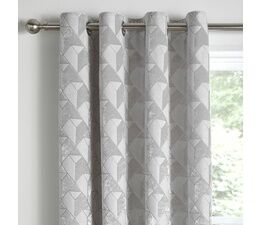Appletree Boutique - Quentin - Jacquard Pair of Eyelet Curtains - Silver
