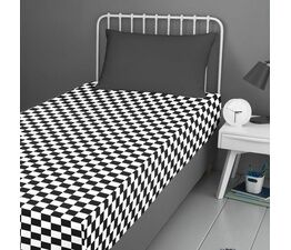 Bedlam - Beckett Stripe -  25cm Fitted Bed Sheet - Monochrome