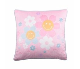 Bedlam - Retro Flower - Velvet Cushion Cover - 43 x 43cm in Pink