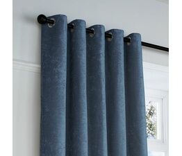 Curtina - Textured Chenille - Textured Pair of Eyelet Curtains - Navy