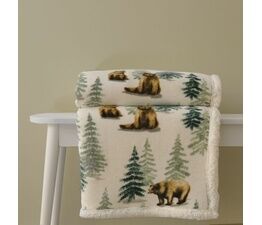 Dreams & Drapes Lodge - Bear Walks - Fleece Bedspread - 150cm x 200cm in Natural