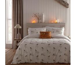 Dreams & Drapes Lodge - Chickadee's - Brushed Cotton Duvet Cover Set - Natural