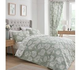 Dreams & Drapes Design - Chrysanthemum - Quilted Bedspread - 200cm X 230cm in Green
