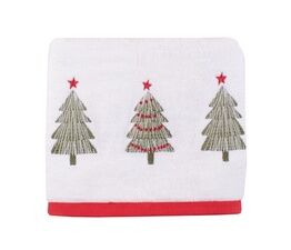 Fusion Christmas - Christmas Trees - 100% Cotton Hand Towel (2 pack) - 50 x 90cm in White