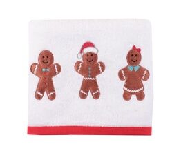 Fusion Christmas - Gingerbread - 100% Cotton Hand Towel (2 pack) - 50 x 90cm in White