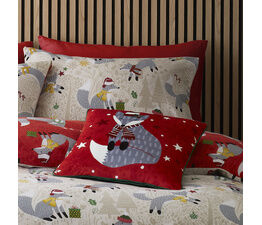Fusion - Christmas Foraging Fox - Velvet Cushion Cover - 43 x 43cm in Multi
