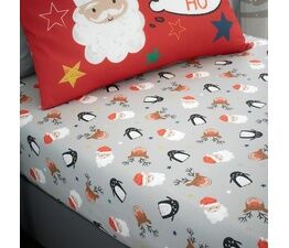 Bedlam - Ho Ho Ho -  25cm Fitted Bed Sheet - Red