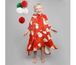 Bedlam - Jolly Santa - Fleece Poncho - 75 x 92.5cm in Red
