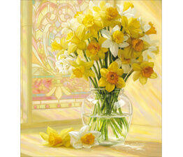 Easter Card - Daffodils infront of Stain Glass