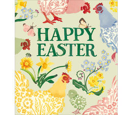Easter Card - Patterned Chickens And Flowers