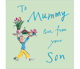 Mothers Day Card - Boy Holding Tray Party Food
