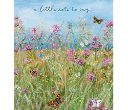 Thank You Note Card - Butterflies in Purple Flower Field