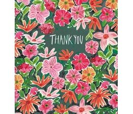 Thank You Note Card - Pink Flower Medley