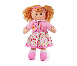 Bigjigs - Kelly Doll Blonde Hair and Pink Strawberry Dress