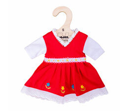 Bigjigs - Red Dress with Floral Trim - Small