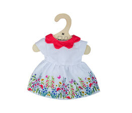 Bigjigs - White Floral Dress with Red Collar - Medium