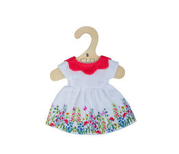 Bigjigs - White Floral Dress with Red Collar - Small