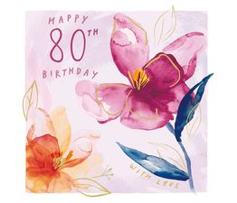 Blue Watercolour Flower 80th