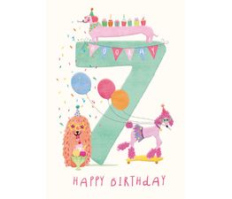 Dogs And Balloons Around the Number 7