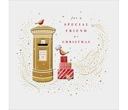 Christmas Card - Rabbit By Postbox