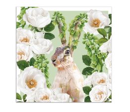 Hare With White Garden Roses