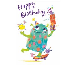 Monster On Skateboard With Presents