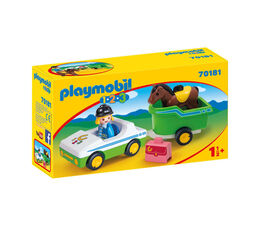 Playmobil - 1.2.3 - Car with Horse Trailer - 70181