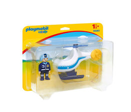 Playmobil - 1.2.3 - Police Helicopter with Moveable Rotor Blade - 9383