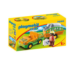 Playmobil - 1.2.3 - Zoo Truck & Trailer with Rhino - 70182