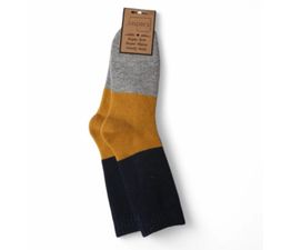 Jess &amp; Lou - Colour Block Men's Socks - Black, Gold &amp; Grey