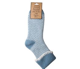 Jess &amp; Lou - Cuff Herringbone Cosy Socks - Cornflower