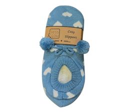 Jess &amp; Lou - Heart Cosy Slippers - Cornflower &amp; White