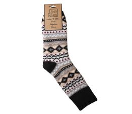 Jess &amp; Lou - Nordic Pattern Ribbed Socks - Black