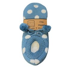Jess &amp; Lou - Spot Cosy Slippers - Cornflower