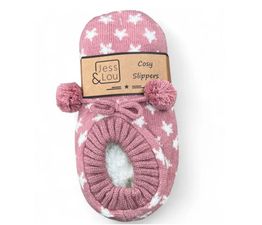 Jess &amp; Lou 'Star' Cosy Slippers (Pink &amp; White)