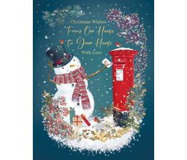 From Our House Snowman Posting Letter In Letterbox Christmas Card