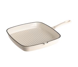 Simply Home - 23cm Cast Iron Grill Pan Cream