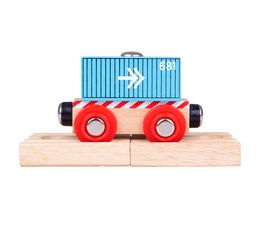 Bigjigs - Blue Container Wagon