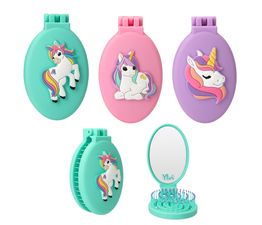 Ylvi - Folding Hairbrush with Unicorn Assortment