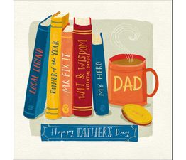 Fathers Day Card - Books Tea and Biscuits