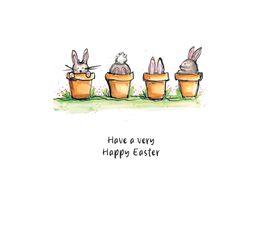 Easter Card - Easter Bunny Pots
