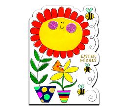 Easter Card - Easter Wishes Flower Pots